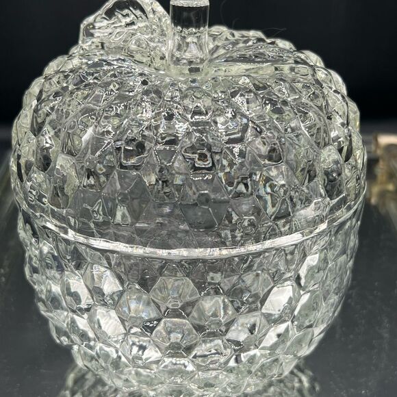 Vintage Jeanette Clear Glass Apple-Shaped Candy Dish - Picture 1 of 5